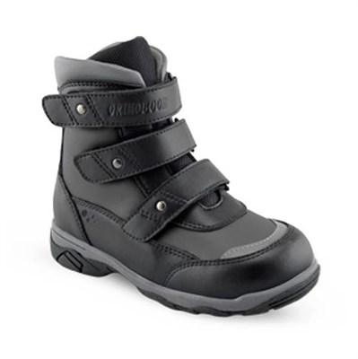 Зимняя ортопедическая обувь для детей - Ортобум 83055-03 (черный с серым) - фото 7223