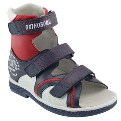 Orthoboom 71057-06 (синий с красным с белым) - Детская ортопедическая обувь с высоким берцем - фото 7236