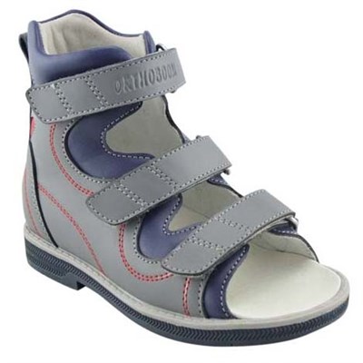 Orthoboom 71057-09 (серый-синий) - Детская ортопедическая обувь с высоким берцем - фото 7242