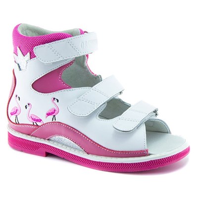 Детская ортопедическая обувь с высоким берцем Ортобум 71057-01 (розовый фламинго) - фото 7509