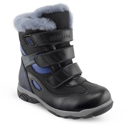Зимняя ортопедическая обувь для детей - Ортобум 63395-43 (черный с синим) - фото 7884