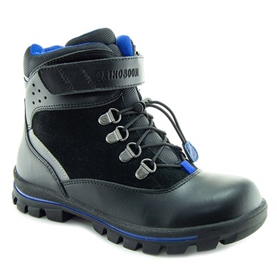 Зимняя ортопедическая обувь для детей - Ортобум 87054-01 (глубокий черный с лазурным) - фото 8012