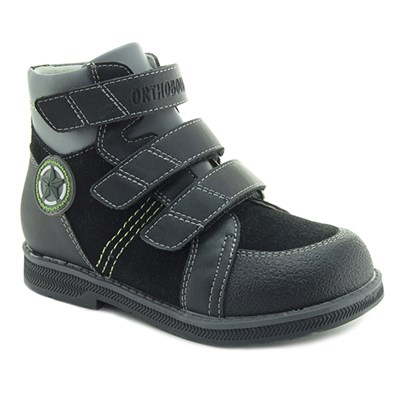 Осенняя ортопедическая обувь для детей - Ортобум 81054-01 (ярко-черный с серым) - фото 8025