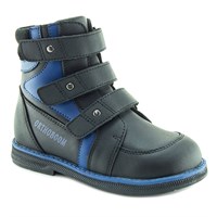Осенняя ортопедическая обувь для детей - Ортобум 87397-35 (черный с лазурным)