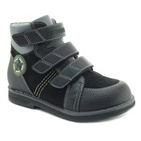 Осенняя ортопедическая обувь для детей - Ортобум 81054-01 (ярко-черный с серым)